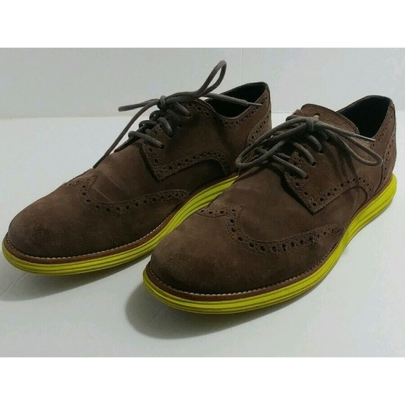 COLE HAAN Men\'s Lunargrand Wing Tip Oxford Brown Suede Shoes - Size 10M main image 6